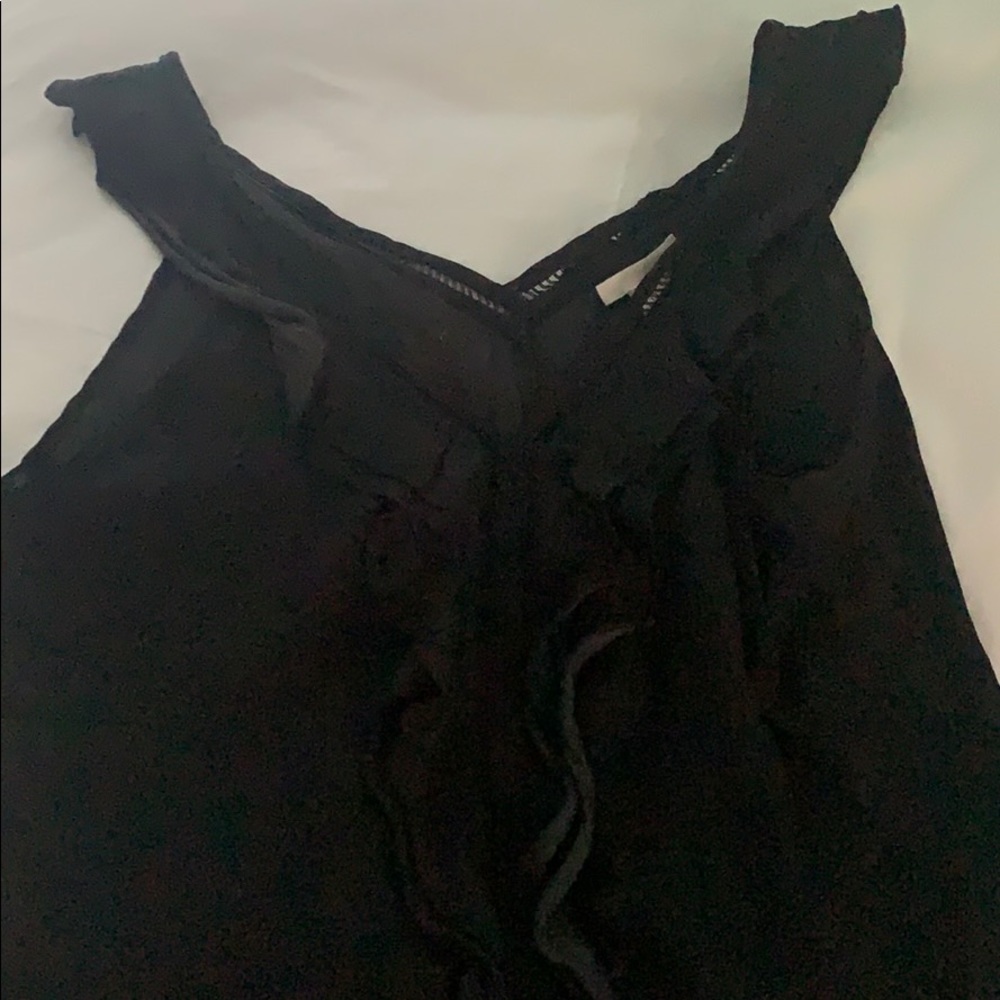 &m black blouse with ruffles